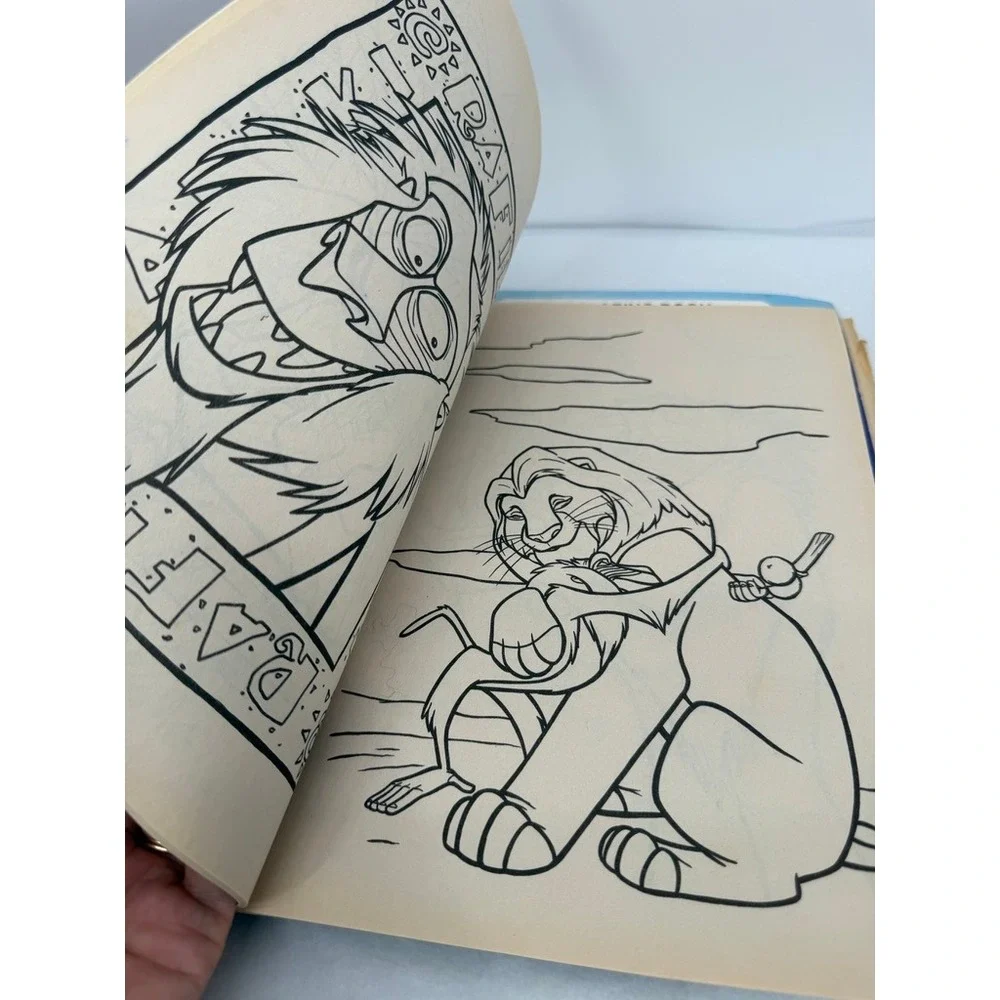 Vintage Coloring Activity Book LOT 90s Kids OS Aladdin Lion King Huckleberry